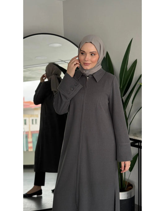 Cardigan Long Zippé en Tricot